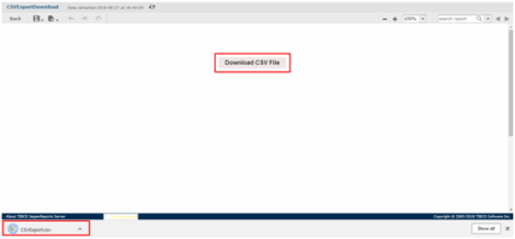 report created that contains a button