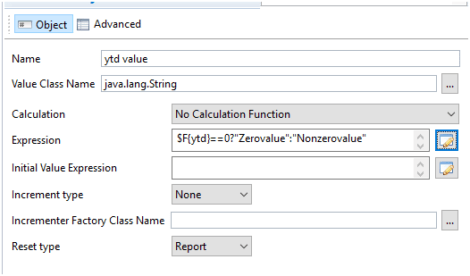 9) Create a variable ‘ytd value’ in subreport