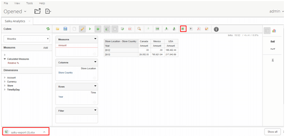 export the excel sheet