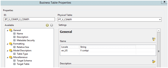 business table properties
